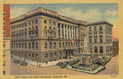 Court House and Battle Monument Postcard