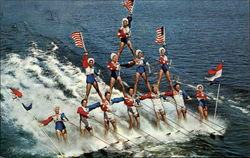 Water Skis Human Pyramid at Florida Cypress Gardens Postcard