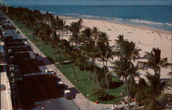 Lummus Park, Looking North along Ocean Drivel Postcard