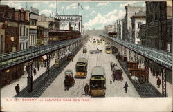 Bowery and Elevated Road Postcard