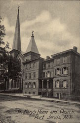 St. Mary's Home and Church Port Jervis, NY Postcard Postcard