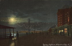 Promenade on Rainy Night Postcard