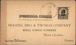 Hoopes, Bro. & Thomas Company, Maple Avenue Nurseries Postcard