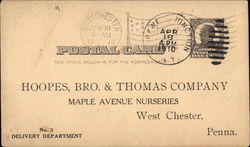 Hoopes, Bro. & Thomas Company, Maple Avenue Nurseries Postcard