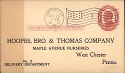 Hoopes, Bro. & Thomas Company, Maple Avenue Nurseries Postcard