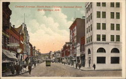 Central Avenue, North from Citizens National Bank Hot Springs, AR Postcard Postcard