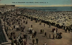 View of Boardwalk and Beach Postcard