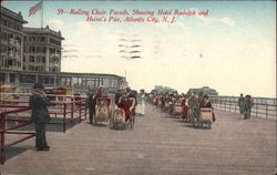 Rolling Chair Parade, Showing Hotel Rudolph and Heinz's Pier Postcard