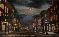 Market Street By Night Steubenville, OH Postcard Postcard