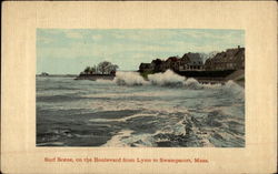 Surf Scene Lynn, MA Postcard Postcard