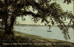 Merrimac River from Main Street, looking East Amesbury, MA Postcard Postcard