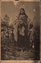 Jesus as a Shepherd with a Flock of Sheep Postcard