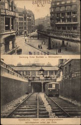 View of Above and Under Ground Rail Services Hamburg, Germany Postcard Postcard