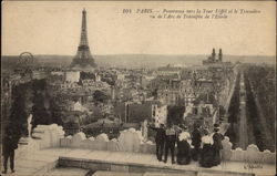 Panoramic View of the Eiffel Tower and The Trocadero Paris, France Postcard Postcard