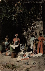 Traditional Dressed Women Doing Washing Postcard