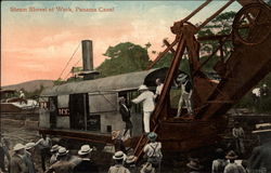 Steam Shovel at Work, Panama Canal Postcard