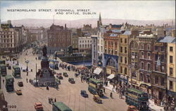 Westmoreland Street, O'Connell Street and Statue Postcard