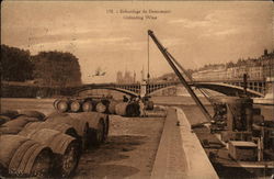 Unloading Wine Barrels Postcard