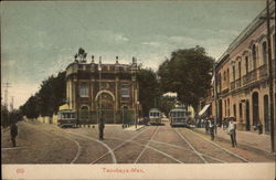 View of Intersection and Trams Tacubaya, Mexico Postcard Postcard