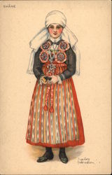 Traditionally Dressed Swedish Girl Postcard