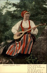 Sweish Woman Playing Lute Postcard