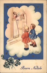 Children and Angel - Buon Natale - Happy Christmas Postcard