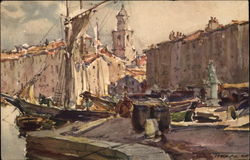 Painting of the Port of St. Tropez Postcard