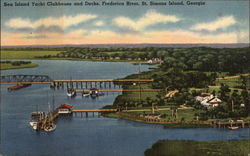 Sea Island Yacht Clubhouse and Docks, Frederica River Saint Simons, GA Postcard Postcard