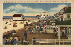 Boardwalk and Beach Showing Bandstand Ocean City, MD Postcard Postcard