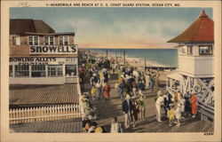 Boardwalk and Beach at U.S. Coast Guard Station Postcard