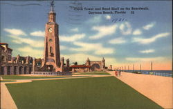 Clock Tower and Band Shell on the Boardwalk Postcard