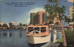 Sightseeing Boats on Lake Pancoast Miami Beach, FL Postcard Postcard