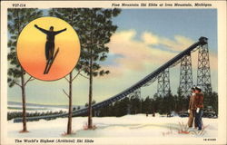 Pine Mountain Ski Slide Iron Mountain, MI Postcard Postcard