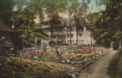 Flower Gardens and rear of Griscom Hall Buck Hill Falls, PA Postcard Postcard