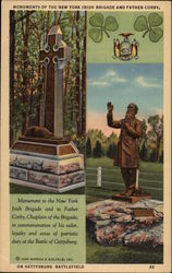 Monuments of the New York Irish Brigade and Father Corby Gettysburg, PA Postcard Postcard