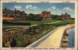 Residences along Cliff Walk from Belmont Beach Newport, RI Postcard Postcard