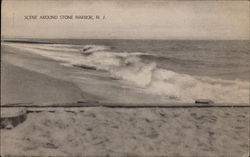 View of Waves Breaking on Beach Stone Harbor, NJ Postcard Postcard