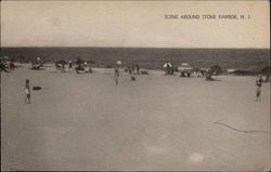 Beach Scene Stone Harbor, NJ Postcard Postcard