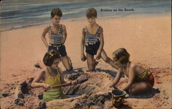 Kiddies on the Beach Children Postcard Postcard