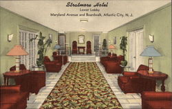 Stratmore Hotel, Lower Lobby Atlantic City, NJ Postcard Postcard