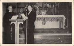 Fr. Justin Samulskim at the Microphone Postcard