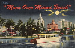 Moon over the Town Miami Beach, FL Postcard Postcard