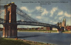 Suspension bridge over Ohio River Postcard