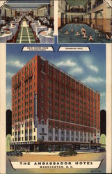 The Ambassador Hotel, Dining Room, Swimming Pool Postcard