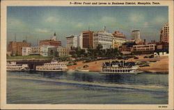 River Front and Levee to Business District Postcard