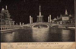 Night Scene in Dreamland Coney Island, NY Postcard Postcard