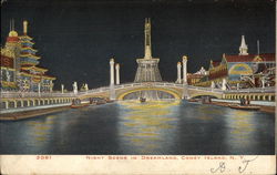 Night Scene in Dreamland Coney Island, NY Postcard Postcard