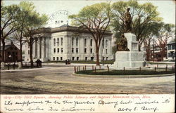 City Hall Square, showing Public Library and Soldiers' Monument Postcard