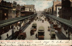 Bowery and Elevated Road New York, NY Postcard Postcard