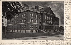 The High School Waltham, MA Postcard Postcard